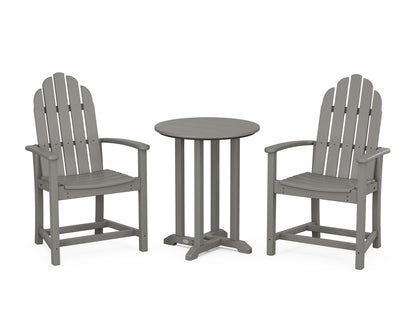 POLYWOOD® Classic Adirondack 3-Piece Round Bistro Dining Set in Slate Grey