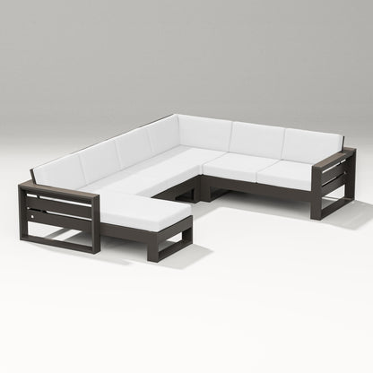 PW Designer Series Latitude Corner Sectional with Left Chaise in Vintage Coffee / Natural