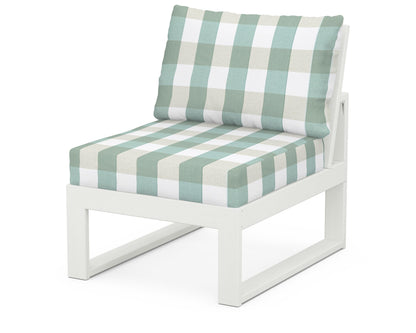 Unbranded Modular Armless Chair in Vintage White / Buffalo Plaid Glacier Spa