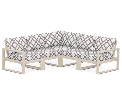 POLYWOOD® EDGE 5-Piece Modular Deep Seating Set in Sand / Trellis Grey Mist