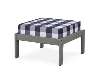 Unbranded Deep Seating Ottoman in Slate Grey / Buffalo Plaid Navy