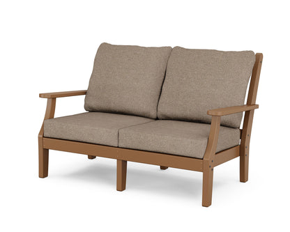 Country Living Wovendale Deep Seating Loveseat in Teak / Spiced Burlap