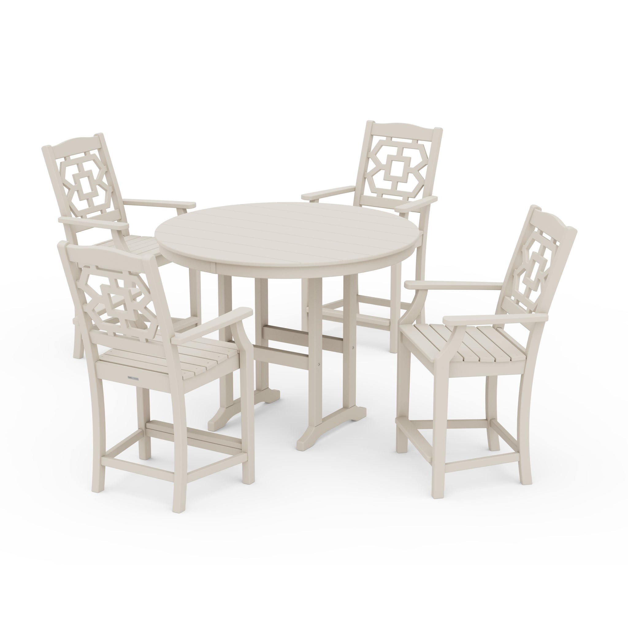 Chinoiserie 5-Piece Round Farmhouse Counter Set