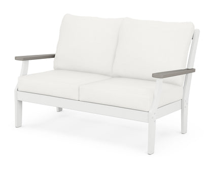 POLYWOOD® Braxton Deep Seating Loveseat in White / Driftwood / Natural Linen