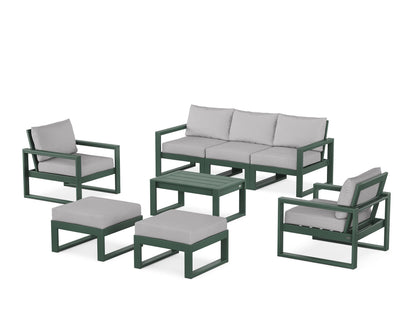 POLYWOOD® EDGE Sectional 8-Piece Lounge Sofa Set in Green / Granite