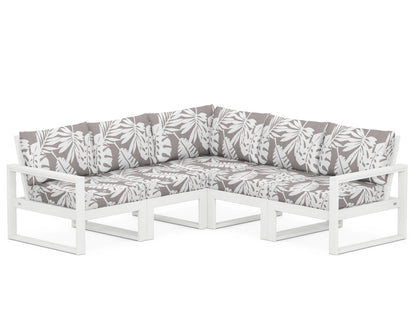 POLYWOOD® EDGE 5-Piece Modular Deep Seating Set in White / Leaf Grey Mist