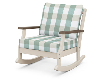 POLYWOOD® Braxton Deep Seating Rocking Chair in Sand / Kona / Buffalo Plaid Glacier Spa