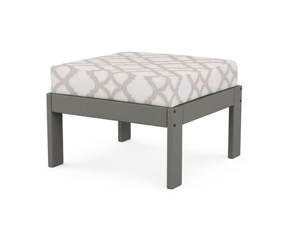 POLYWOOD® Vineyard Modular Ottoman in Slate Grey / Trellis Dune Burlap