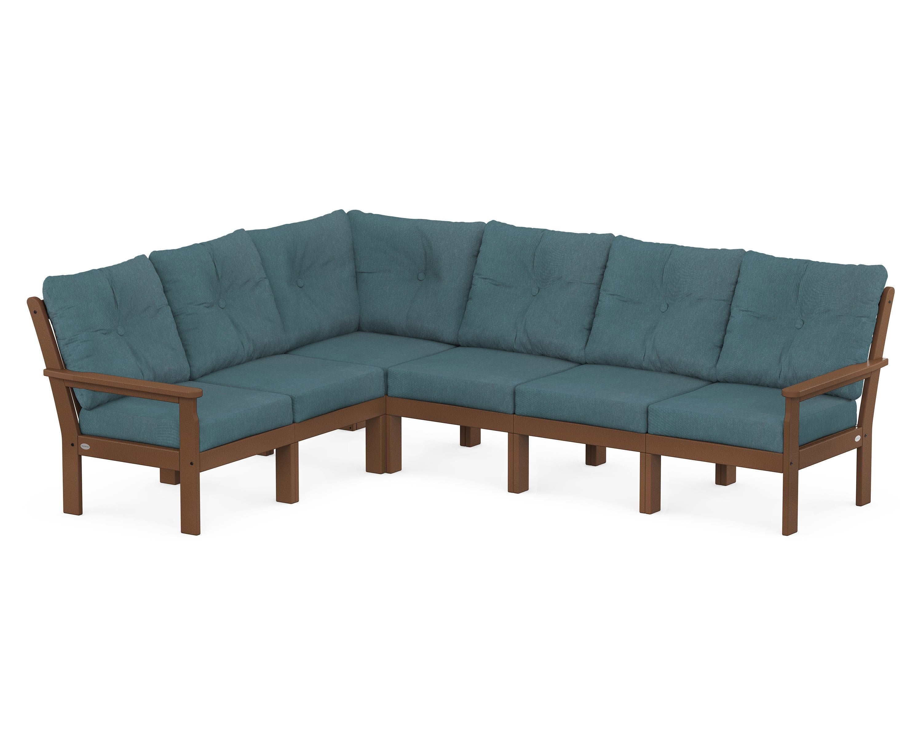 POLYWOOD® Vineyard 6-Piece Sectional in Teak / Ocean Teal