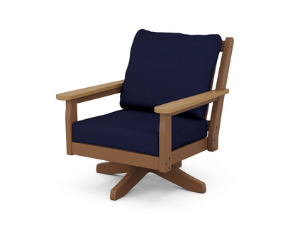 POLYWOOD® Chippendale Deep Seating Swivel Chair in Teak / Natural / Navy