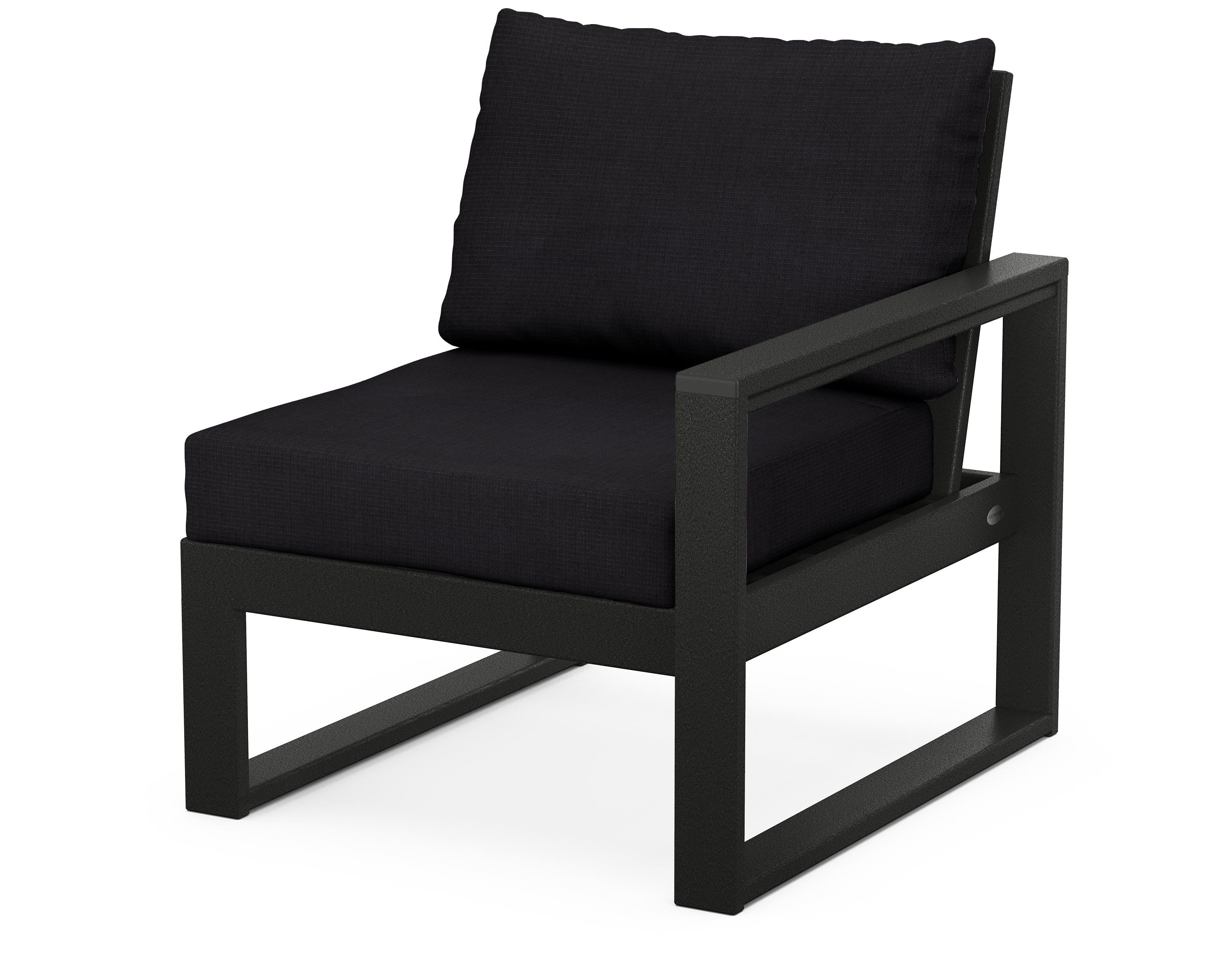 POLYWOOD® EDGE Modular Right Arm Chair in Black / Midnight Linen