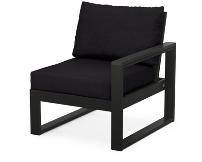 POLYWOOD® EDGE Modular Right Arm Chair in Black / Midnight Linen
