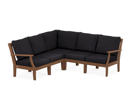 POLYWOOD® Braxton Modular 5-Piece Deep Seating Set in Teak / Midnight Linen