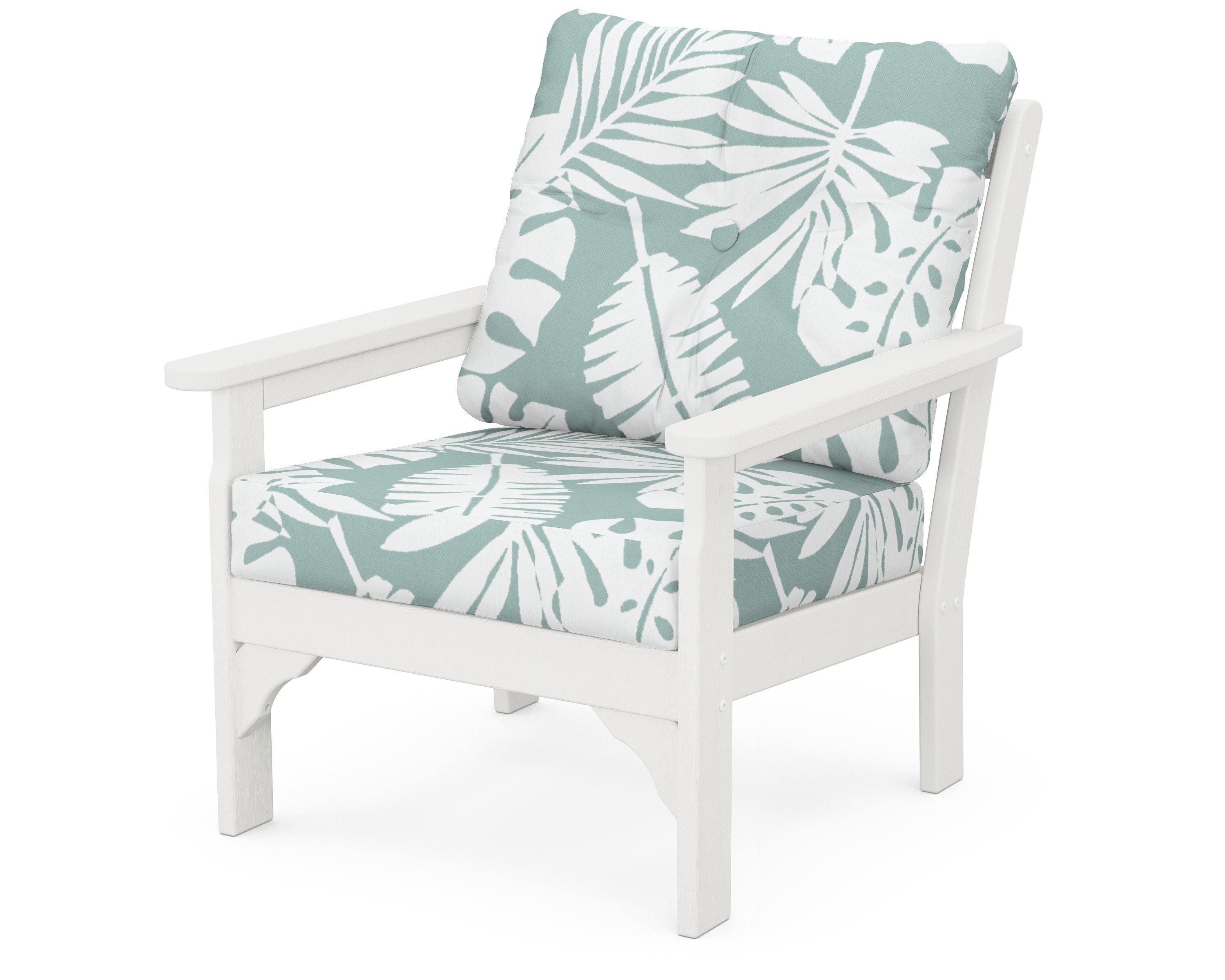 POLYWOOD® Vineyard Deep Seating Chair in Vintage White / Leaf Glacier Spa