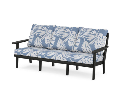 POLYWOOD® Prairie Deep Seating Sofa in Black / Leaf Sky Blue