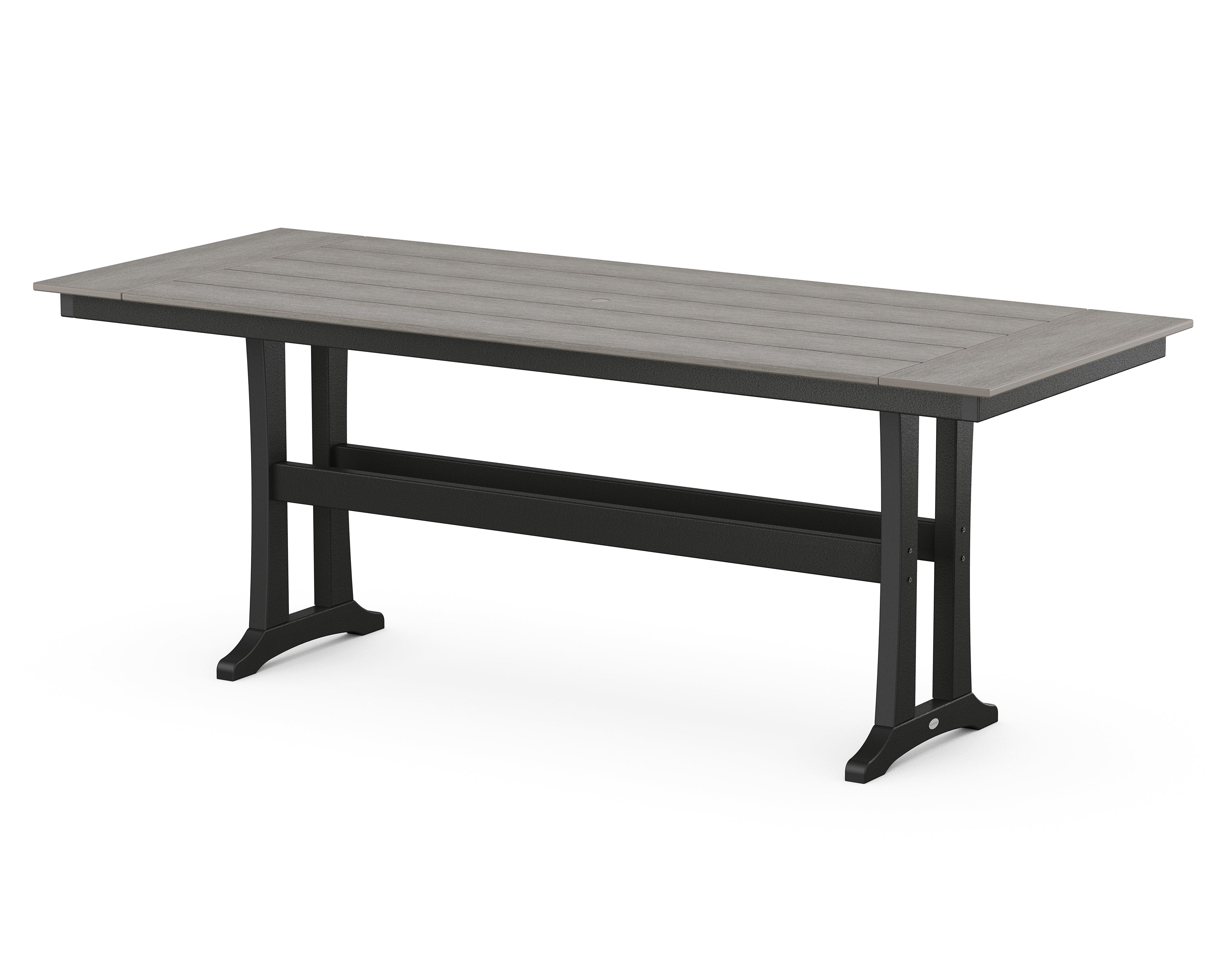 POLYWOOD® Farmhouse Trestle 38" x 96" Counter Table in Black / Driftwood