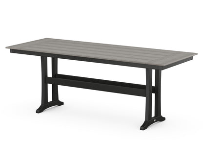 POLYWOOD® Farmhouse Trestle 38" x 96" Counter Table in Black / Driftwood