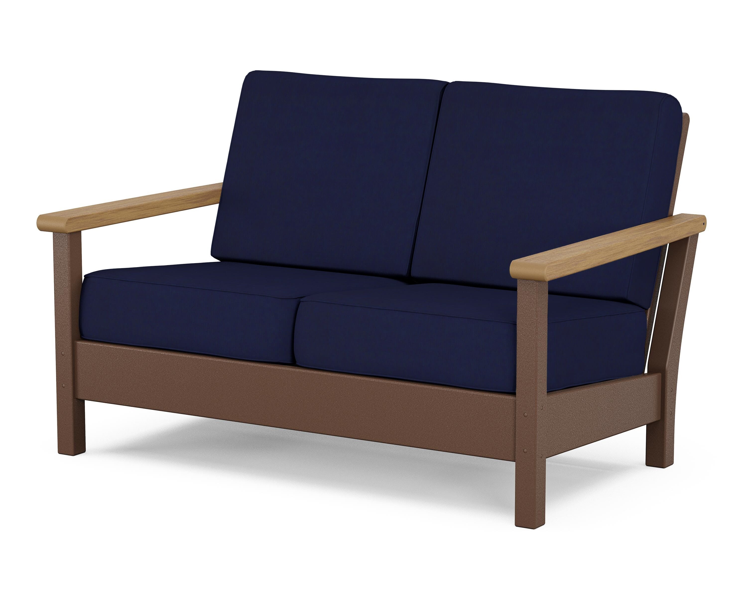 POLYWOOD® Harbour Deep Seating Loveseat in Mahogany / Natural / Navy