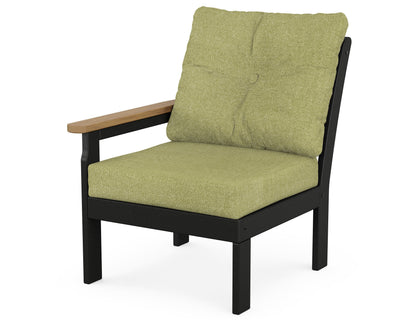 POLYWOOD® Vineyard Modular Left Arm Chair in Black / Natural / Chartreuse Boucle