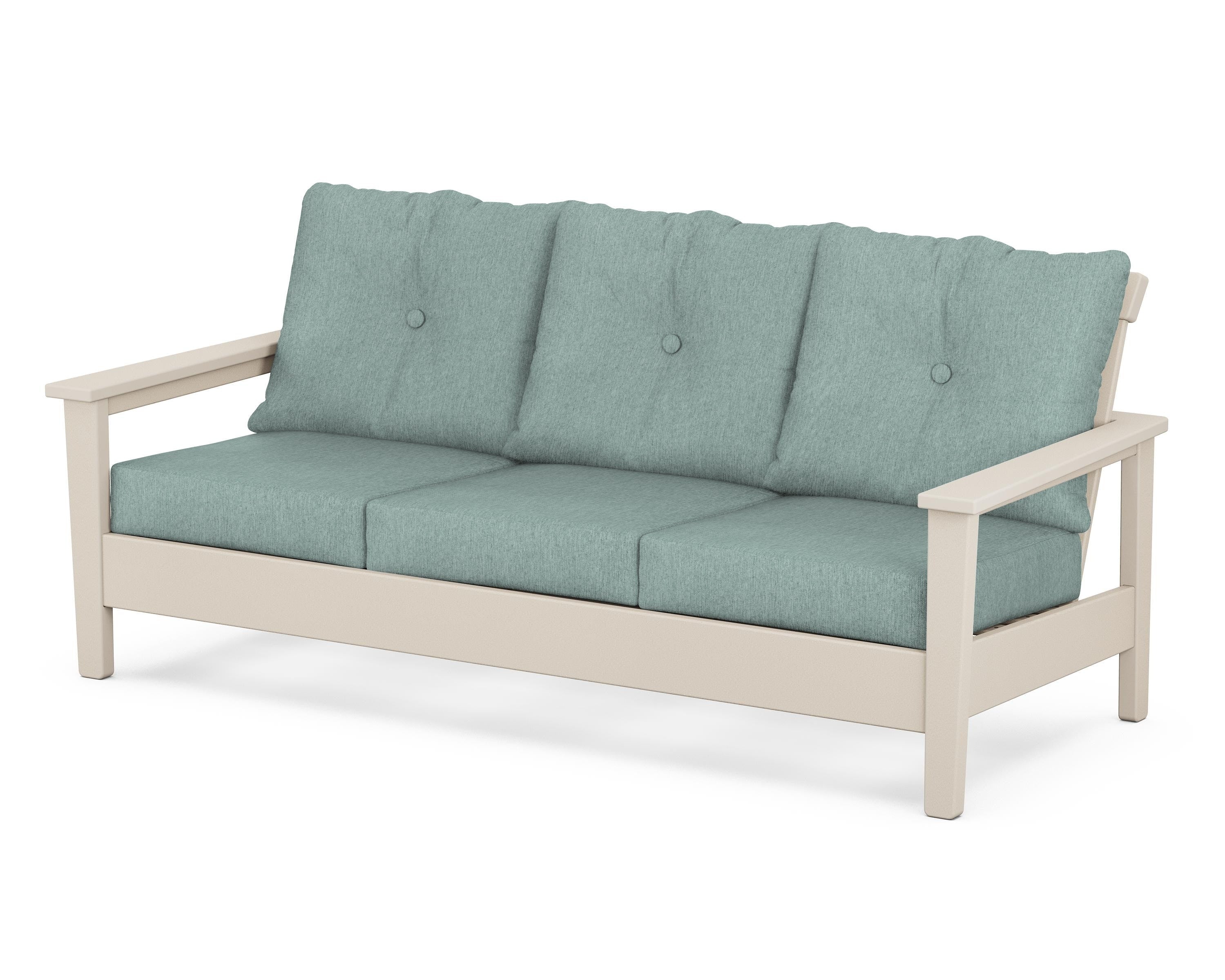 POLYWOOD® Prescott Deep Seating Sofa in Sand / Glacier Spa