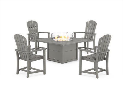 POLYWOOD® Palm Coast 4-Piece Upright Adirondack Conversation Set with Fire Pit Table in Slate Grey