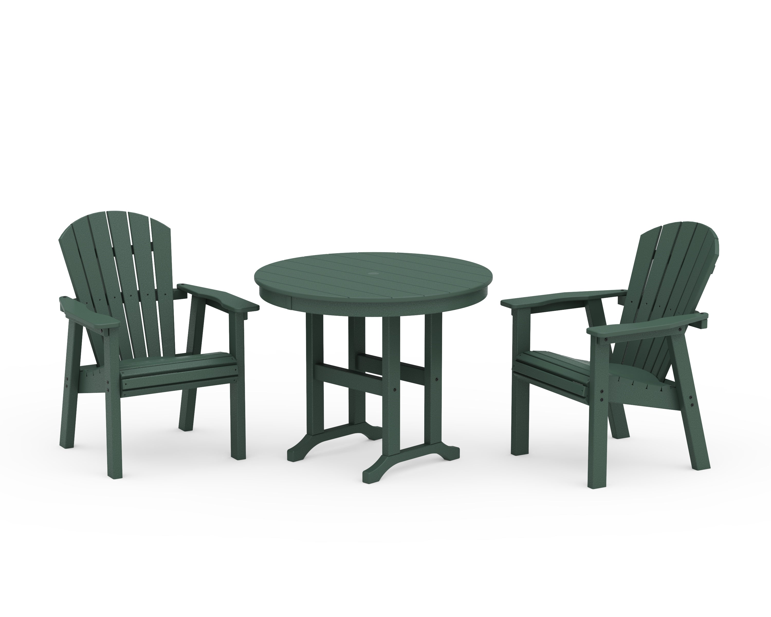 POLYWOOD® Seashell 3-Piece Round Farmhouse Dining Set in Green