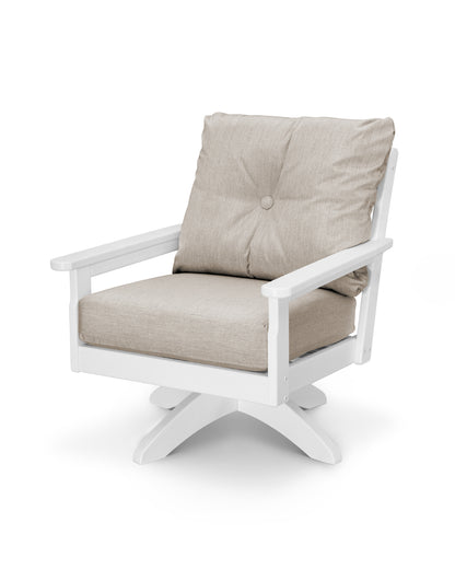 POLYWOOD® Vineyard Deep Seating Swivel Chair in White / Cast Ash