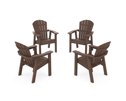 POLYWOOD® Seashell 4-Piece Upright Adirondack Conversation Set in Mahogany