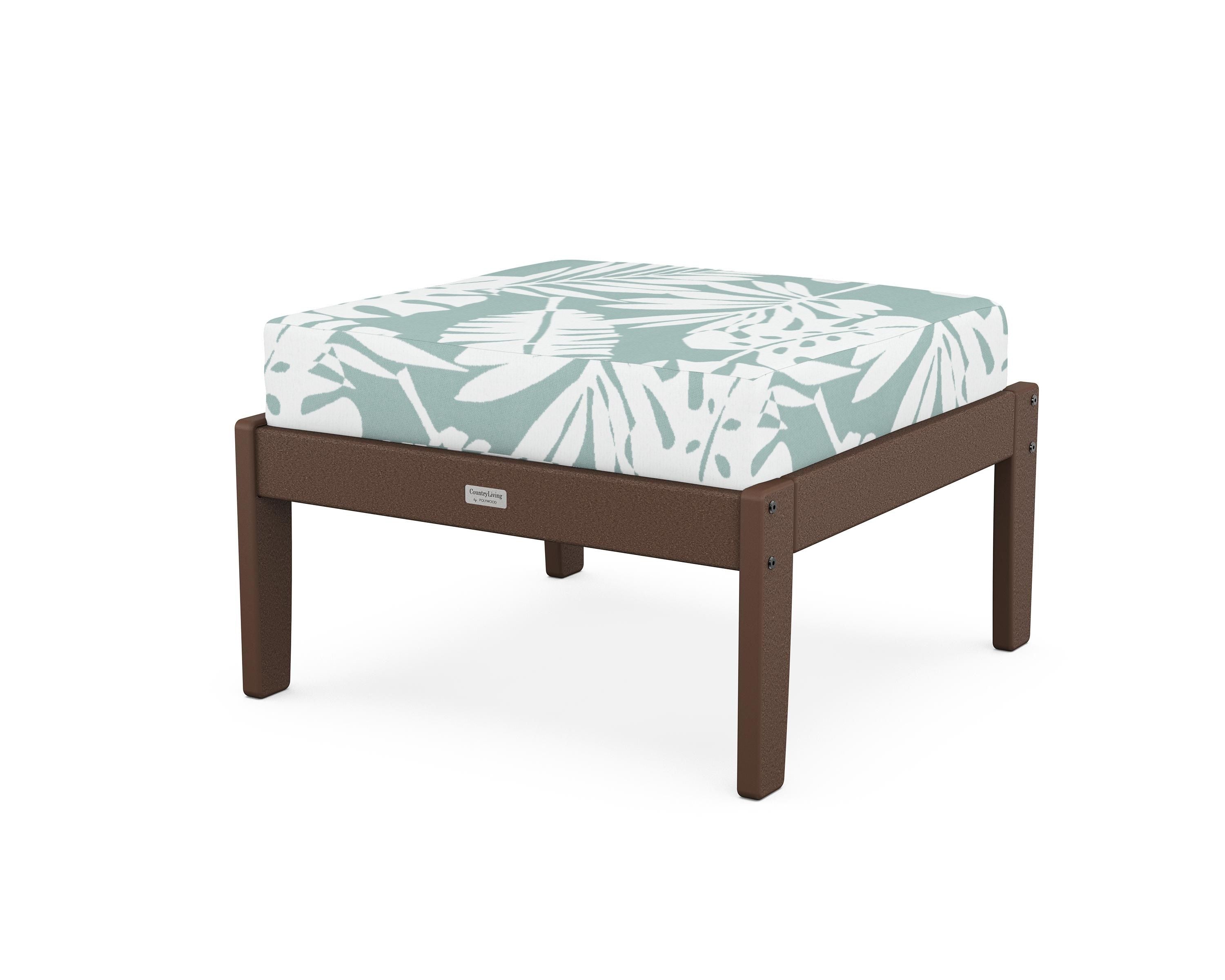Country Living Cottage Deep Seating Ottoman in Mahogany / Leaf Glacier Spa