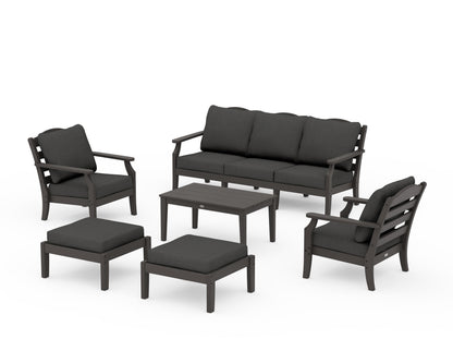 Draper James™ by  POLYWOOD® Savannah 6-Piece Lounge Sofa Set in Vintage Coffee / Spectrum Carbon