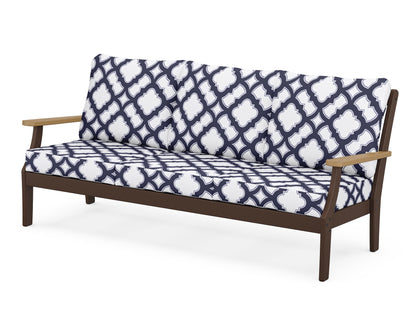 POLYWOOD® Braxton Deep Seating Sofa in Mahogany / Natural / Trellis Navy