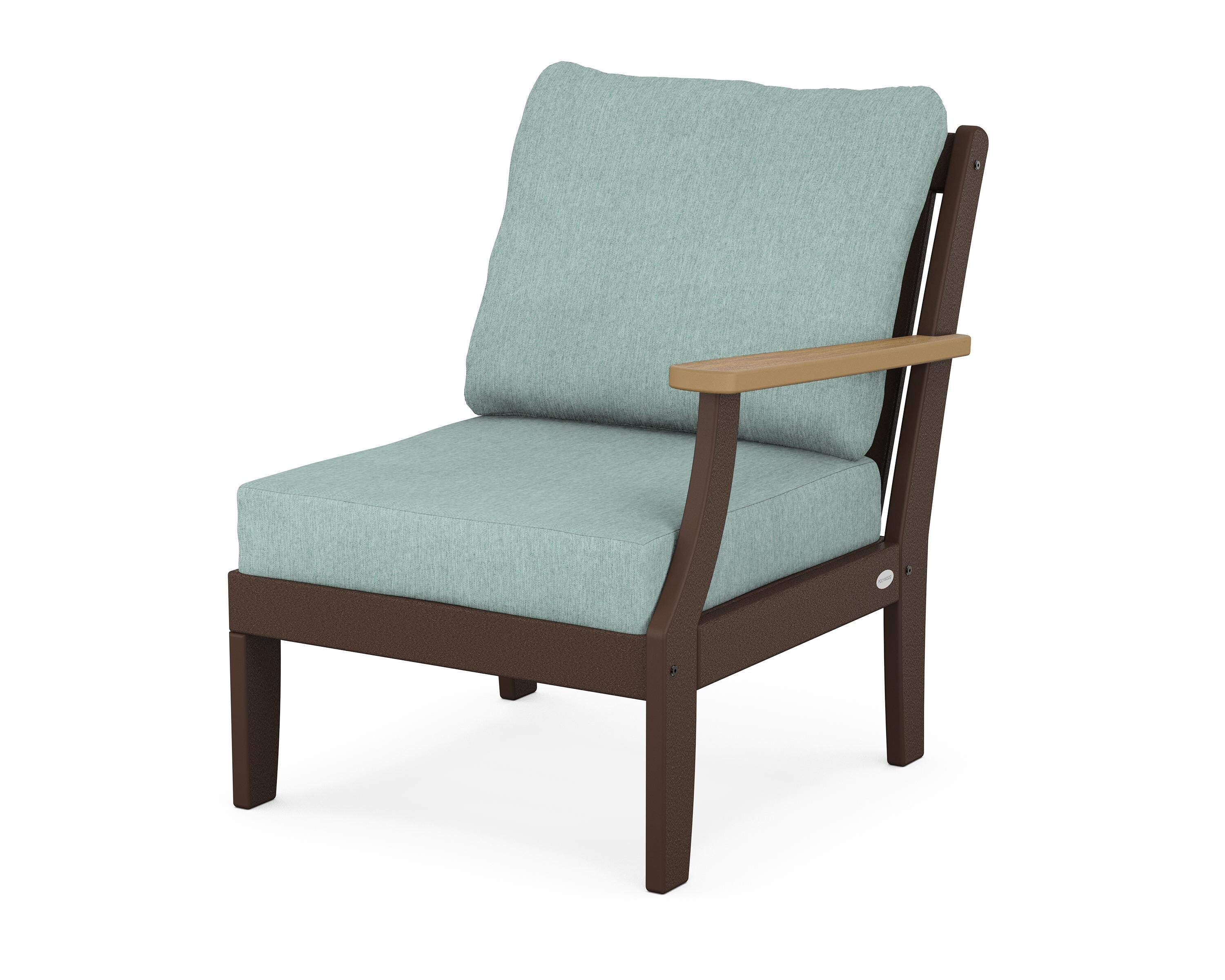 POLYWOOD® Braxton Modular Right Arm Chair in Mahogany / Natural / Glacier Spa