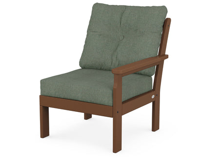 POLYWOOD® Vineyard Modular Right Arm Chair in Teak / Cast Sage