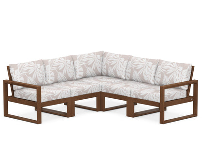 POLYWOOD® EDGE 5-Piece Modular Deep Seating Set in Teak / Leaf Dune Burlap
