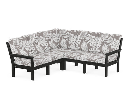POLYWOOD® Vineyard 5-Piece Sectional in Black / Leaf Grey Mist