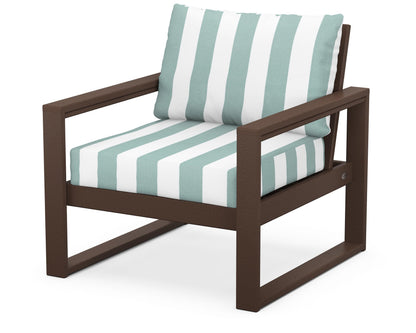 POLYWOOD® EDGE Club Chair in Mahogany / Cabana Stripe Glacier Spa