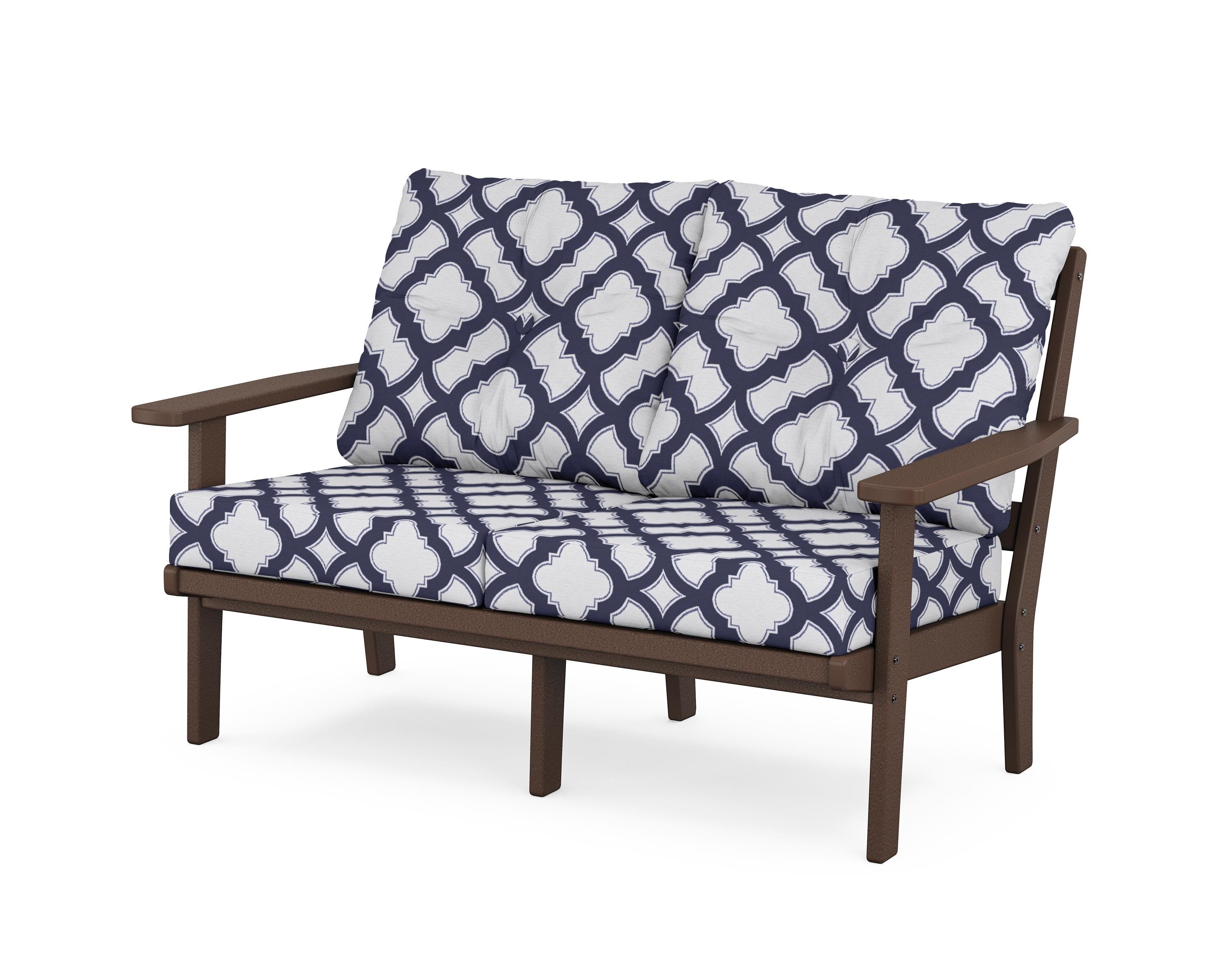 POLYWOOD® Prairie Deep Seating Loveseat in Mahogany / Trellis Navy