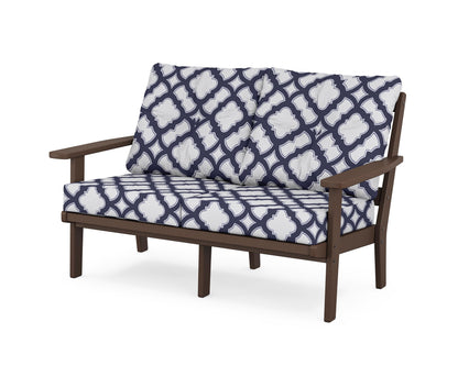 POLYWOOD® Prairie Deep Seating Loveseat in Mahogany / Trellis Navy
