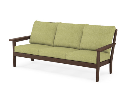 Country Living Cottage Deep Seating Sofa in Mahogany / Chartreuse Boucle