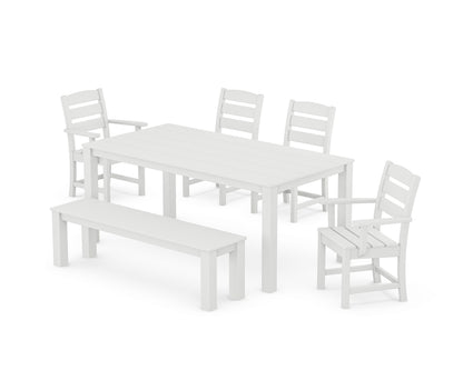 POLYWOOD® Lakeside 6-Piece Parsons Dining Set with Bench in White