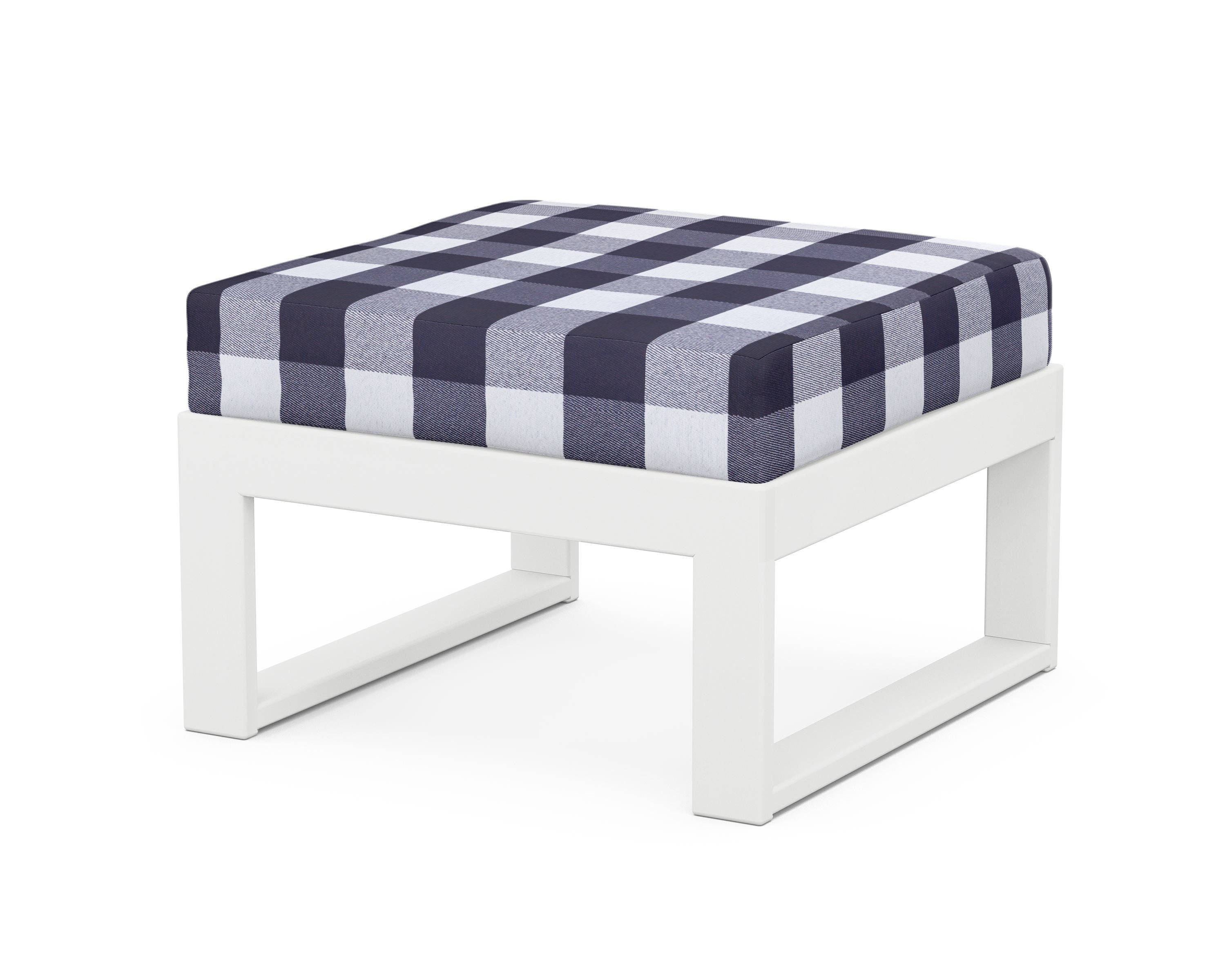 Unbranded Modular Ottoman - Modern in White / Buffalo Plaid Navy