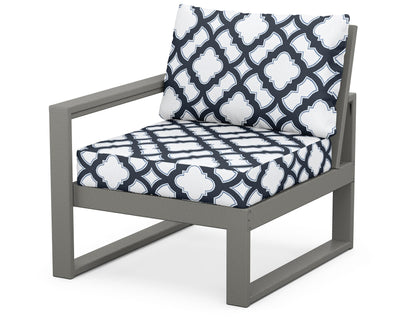 POLYWOOD® EDGE Modular Left Arm Chair in Slate Grey / Trellis Marine Indigo