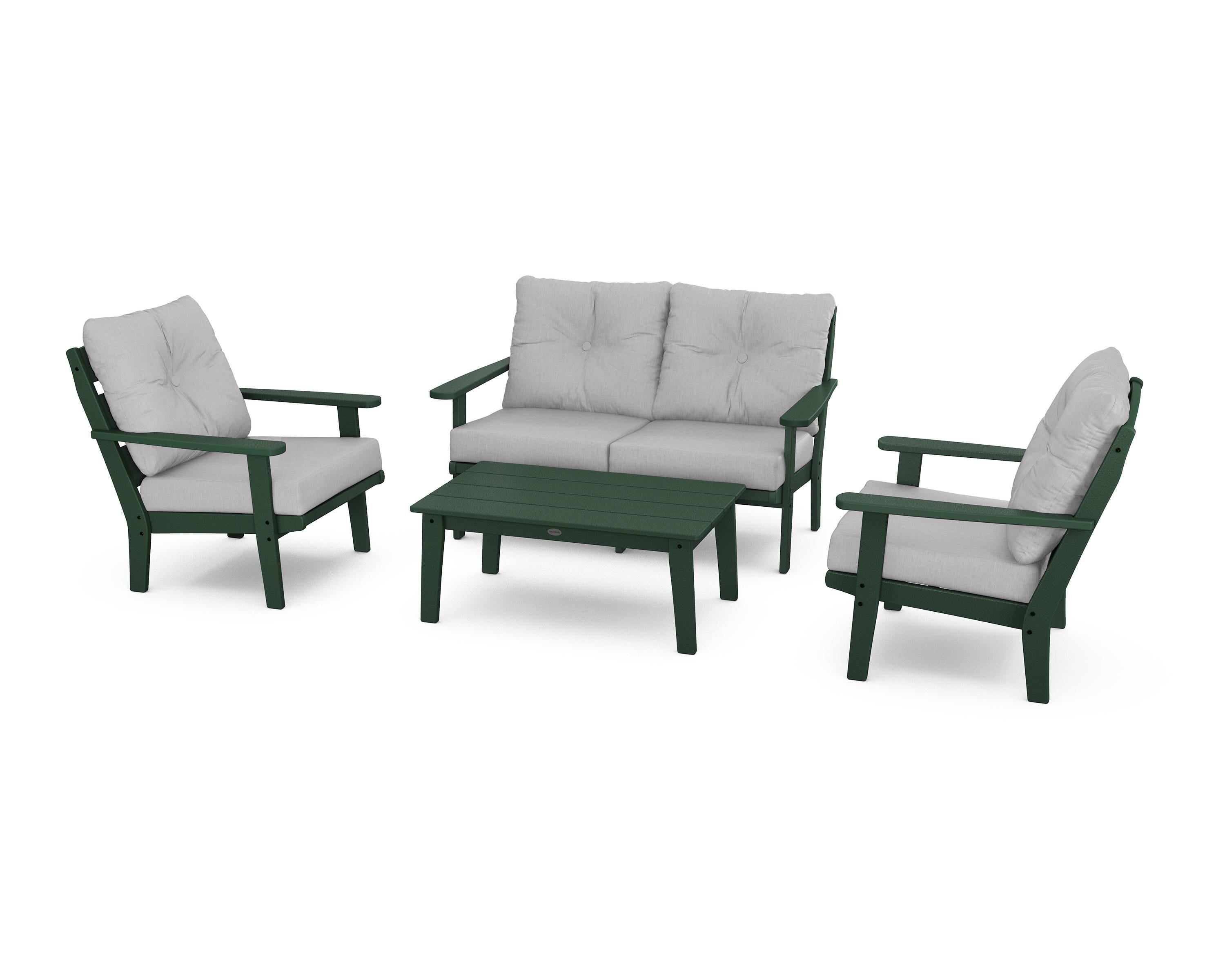 POLYWOOD® Lakeside 4-Piece Deep Seating Set in Green / Granite