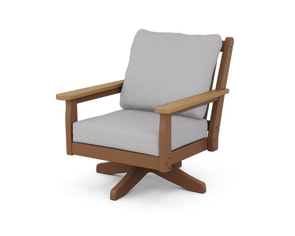 POLYWOOD® Chippendale Deep Seating Swivel Chair in Teak / Natural / Granite