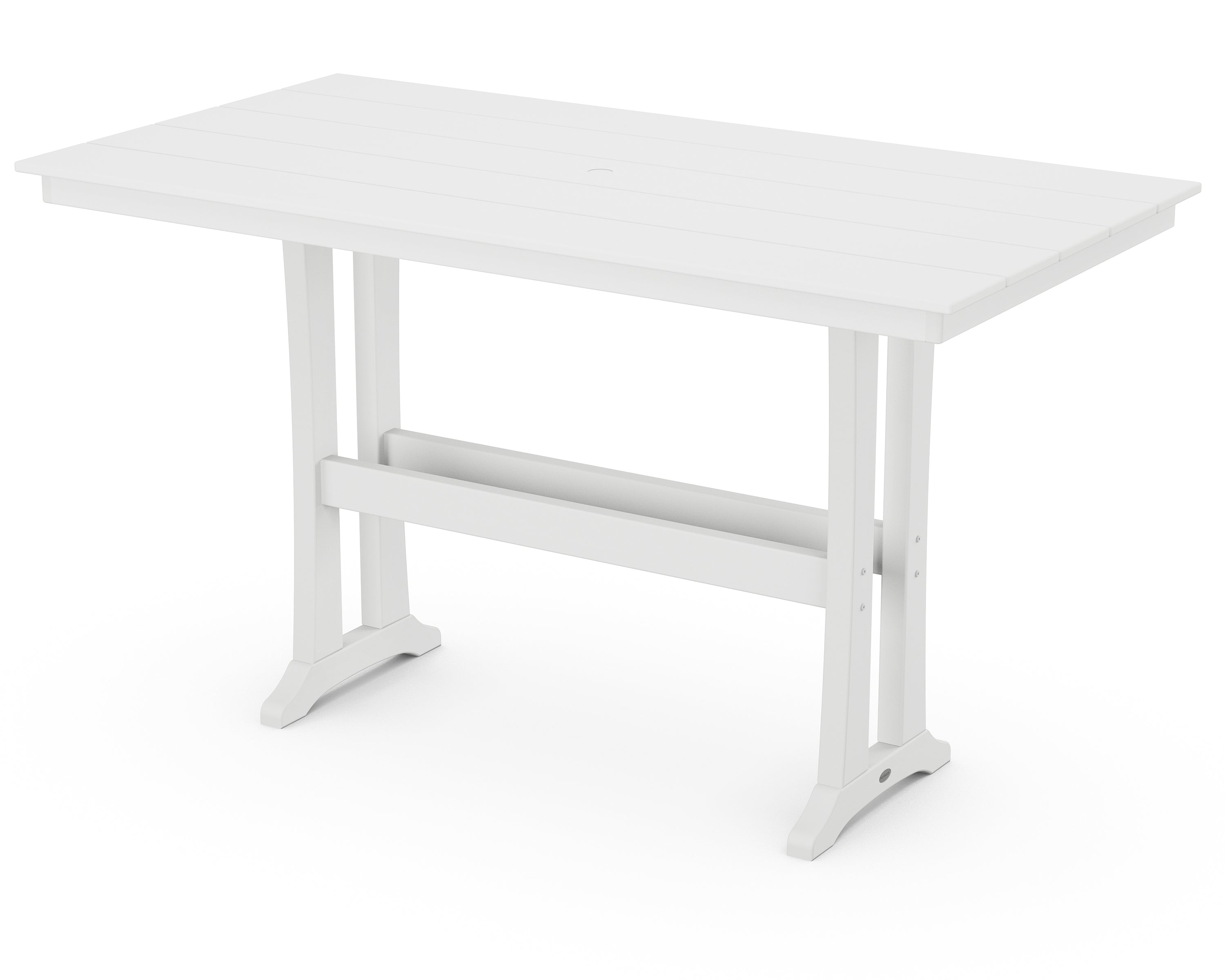 POLYWOOD® Farmhouse Trestle 37" x 72" Bar Table in White