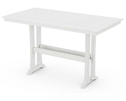 POLYWOOD® Farmhouse Trestle 37" x 72" Bar Table in White