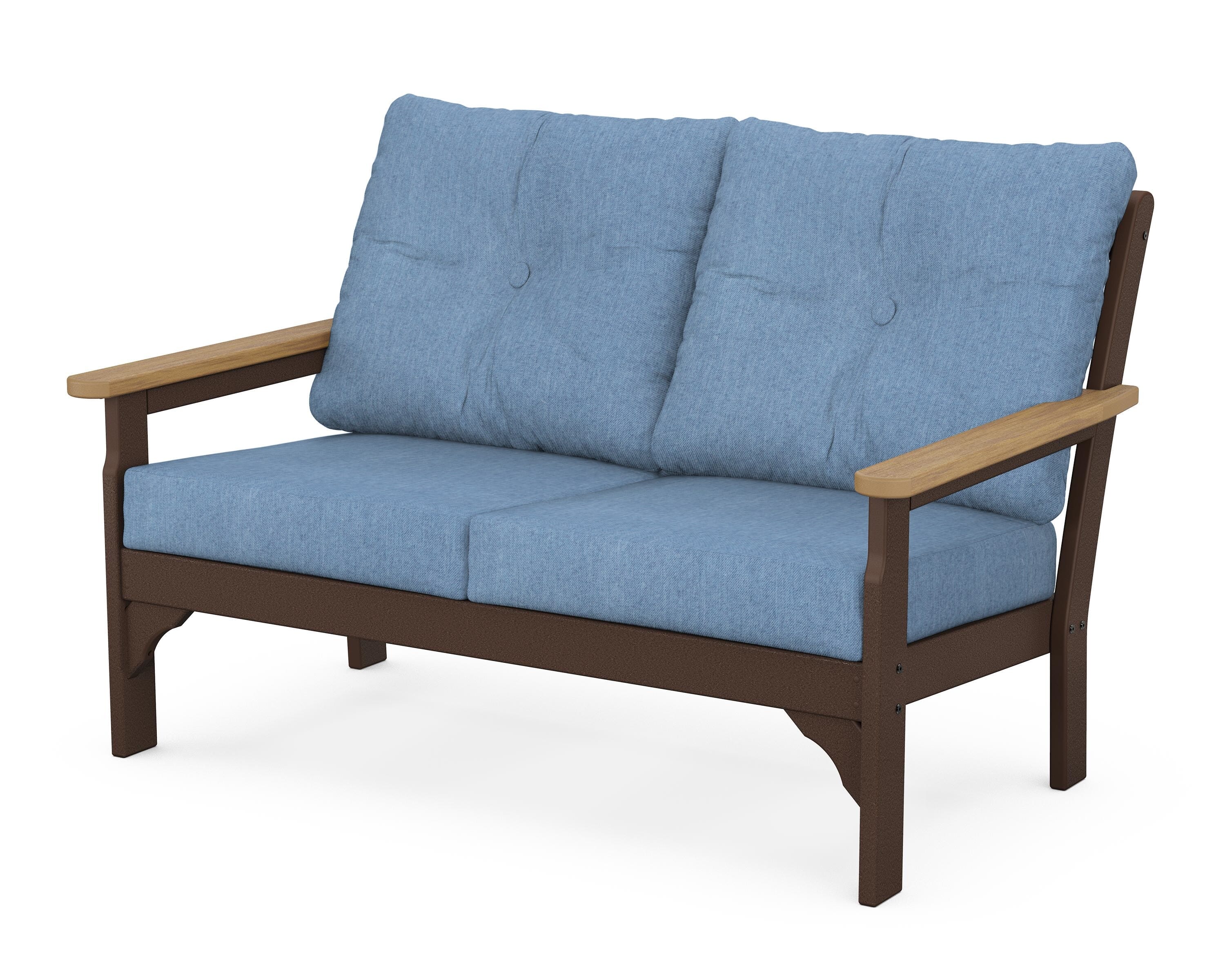 POLYWOOD® Vineyard Deep Seating Loveseat in Mahogany / Natural / Sky Blue