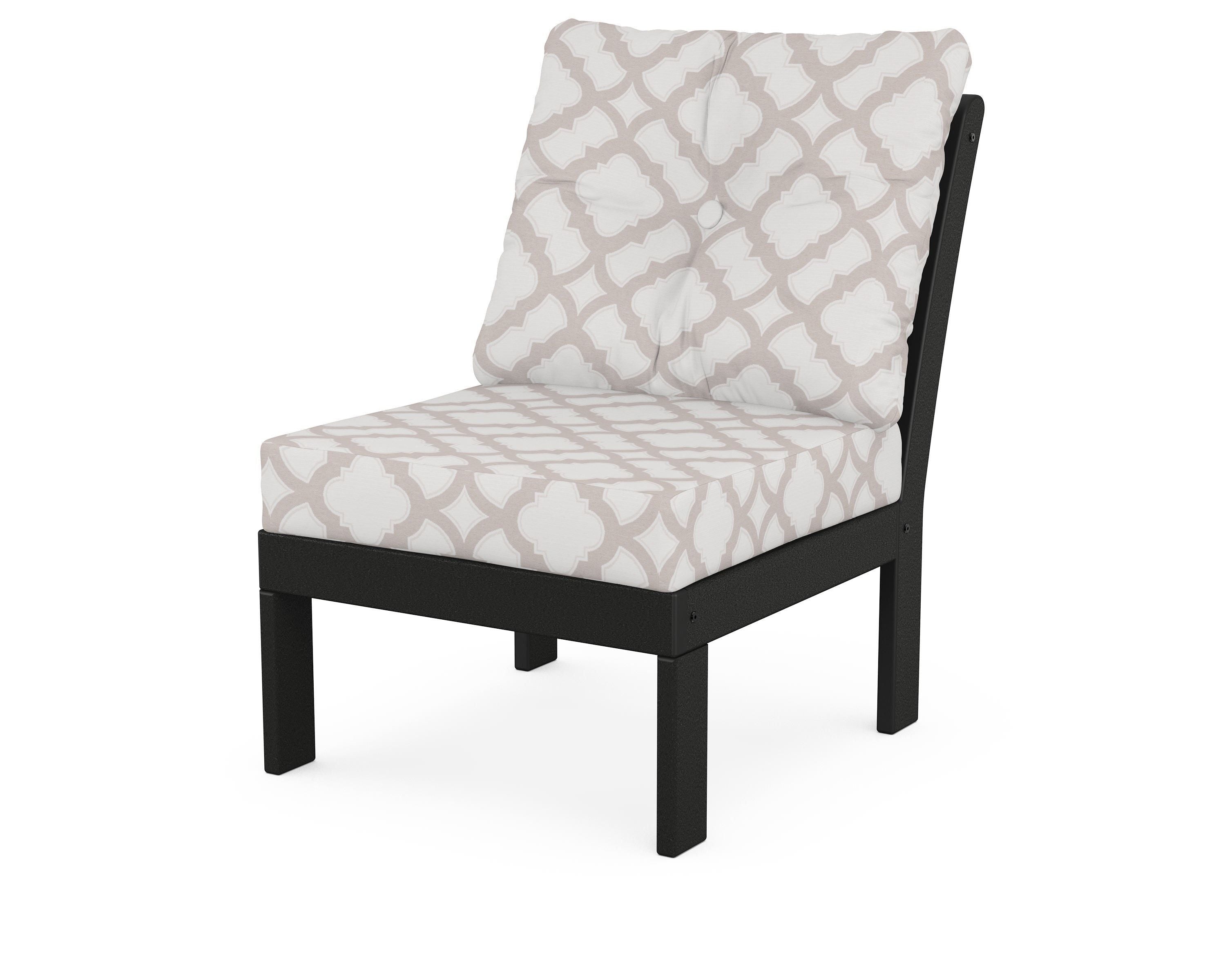 POLYWOOD® Vineyard Modular Armless Chair in Black / Trellis Dune Burlap