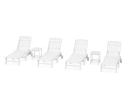 Country Living Cottage 6-Piece Chaise Set with Wheels in White