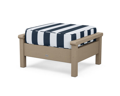 POLYWOOD® Harbour Deep Seating Ottoman in Vintage Sahara / Cabana Stripe Marine Indigo